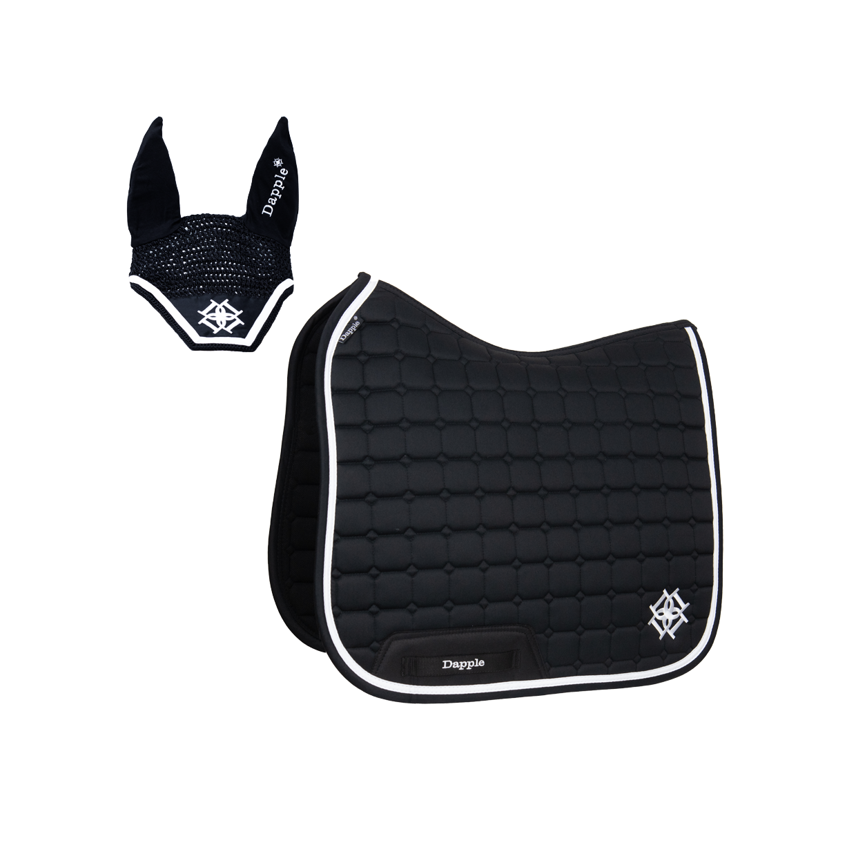 Black Saddle Pad and Fly Veil Set