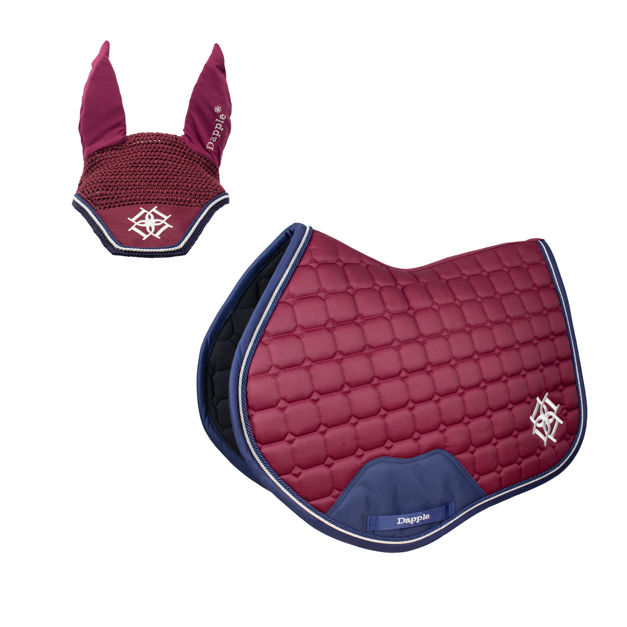 Burgundy Saddle Pad and Fly Veil Set