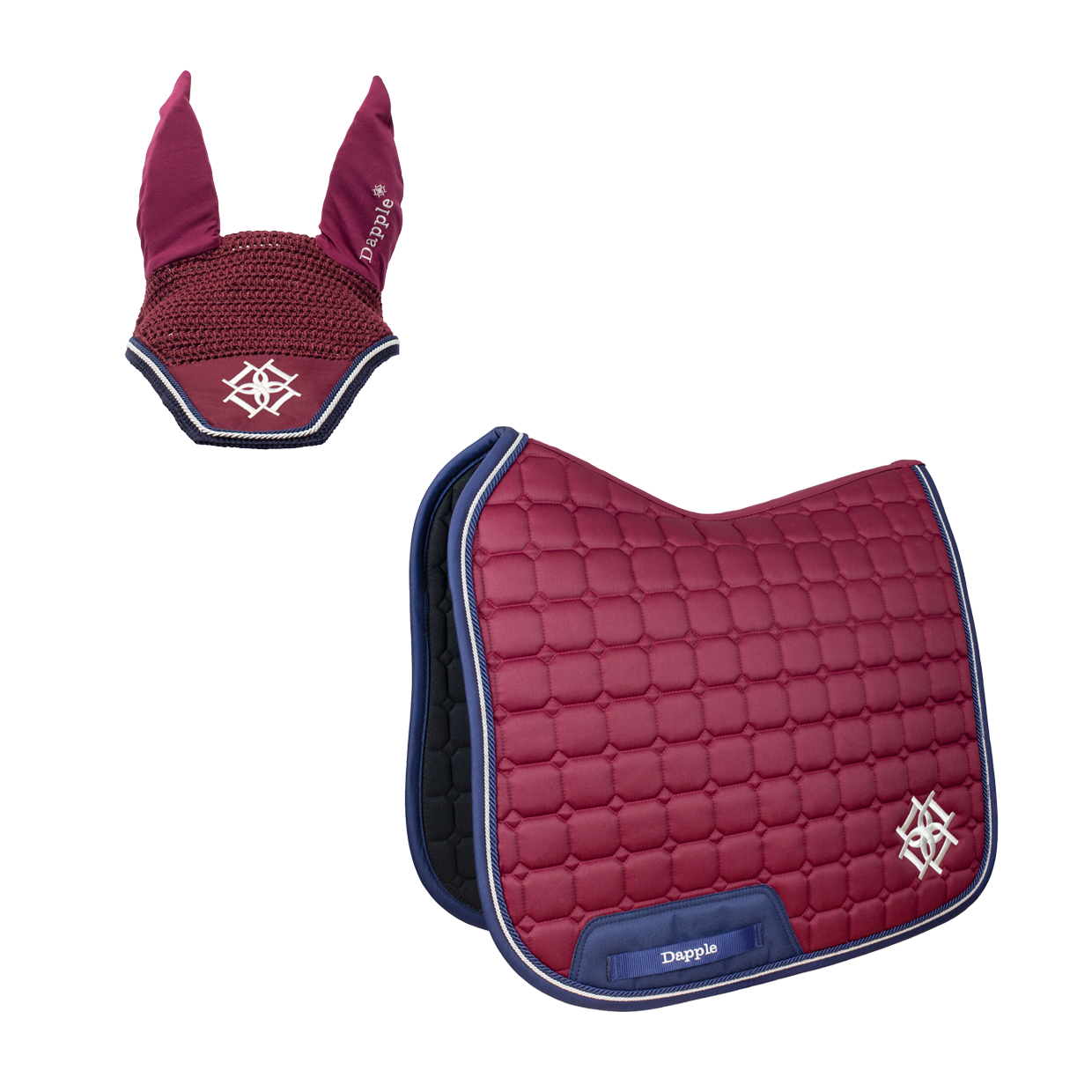Burgundy Saddle Pad and Fly Veil Set