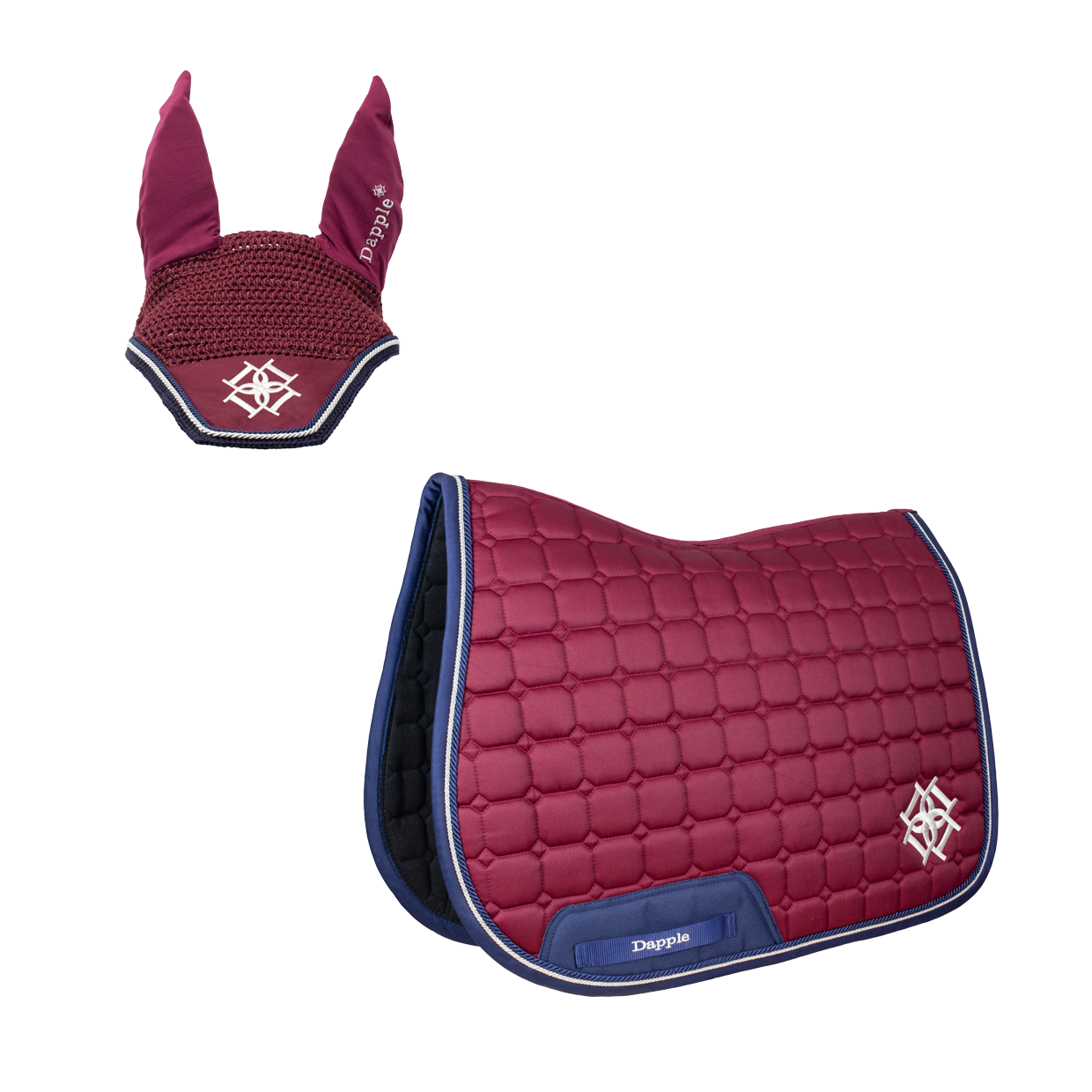 Burgundy Saddle Pad and Fly Veil Set