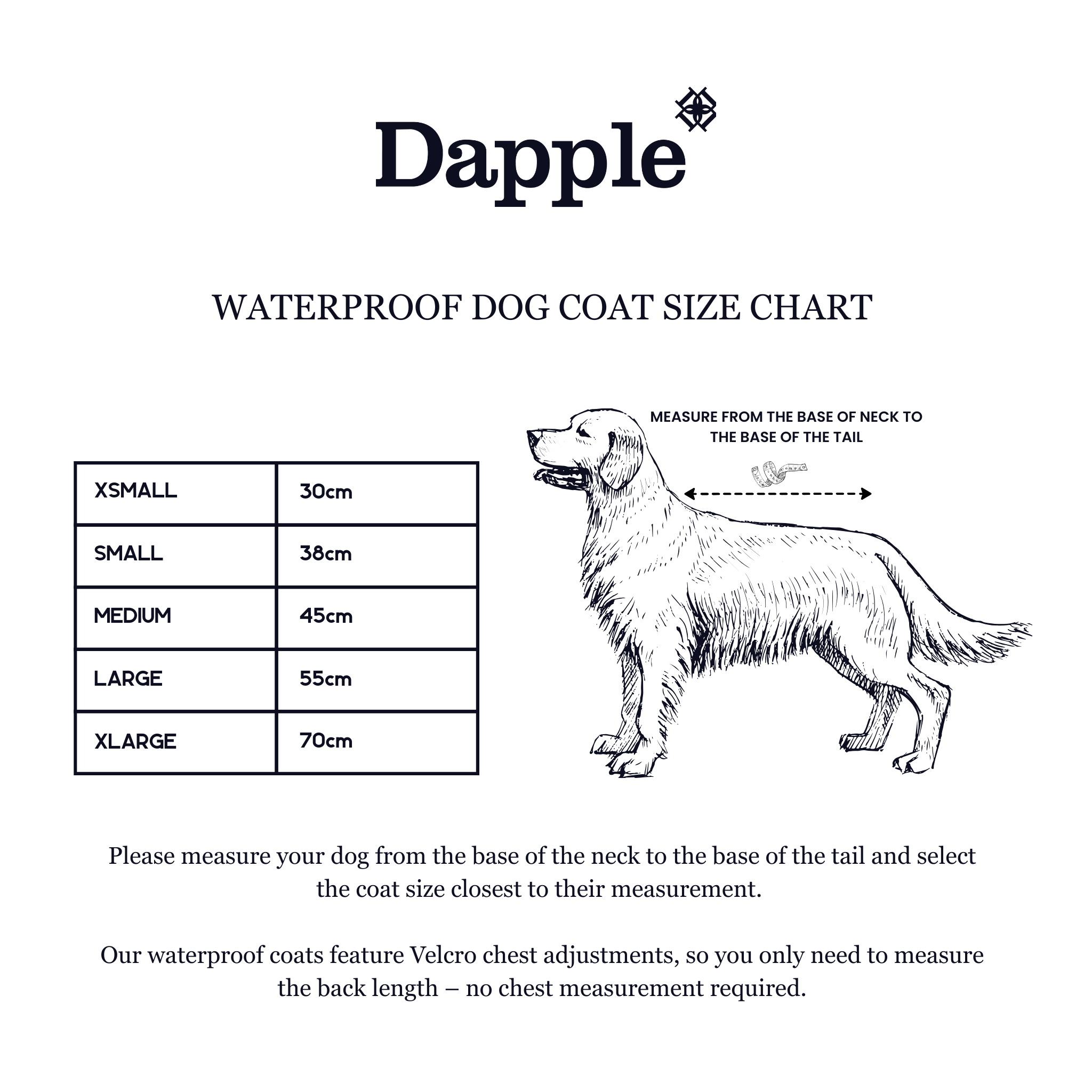 Dapple Waterproof Navy Dog Coat