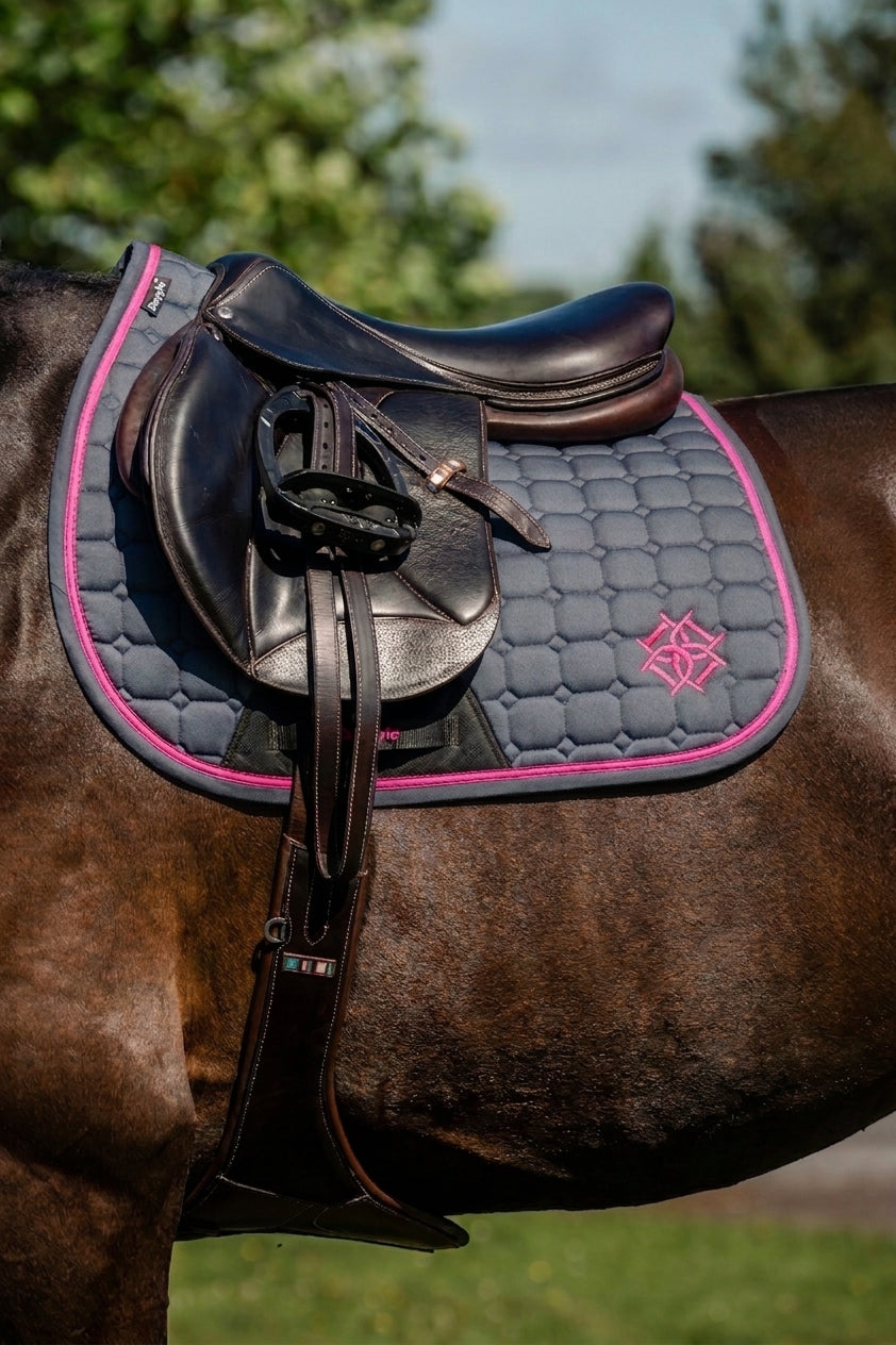 Grey & Fuchsia Saddle Pad