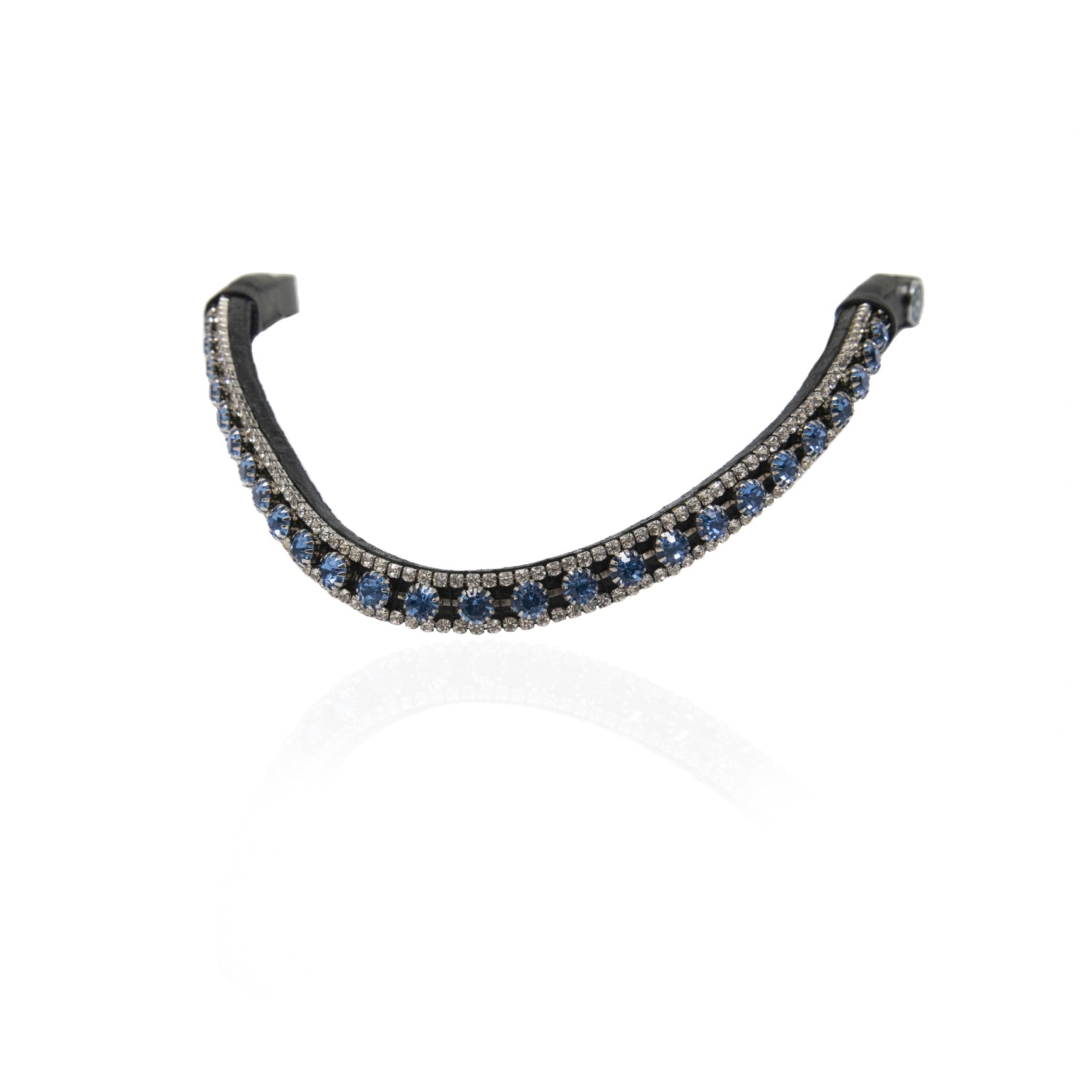 Dapple Equestrian horse browband with Blue and white Diamante details called Oxford Blue Browband