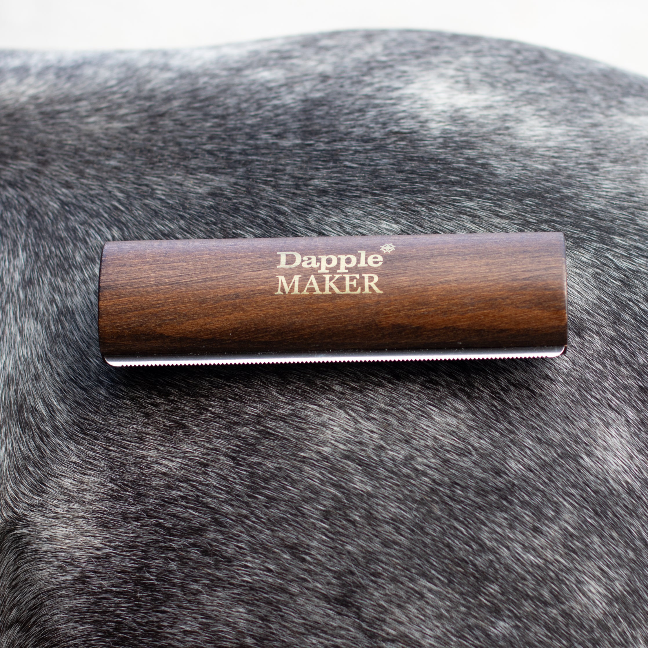 Dapple Maker Deshedder on top of a Dapple grey Horse