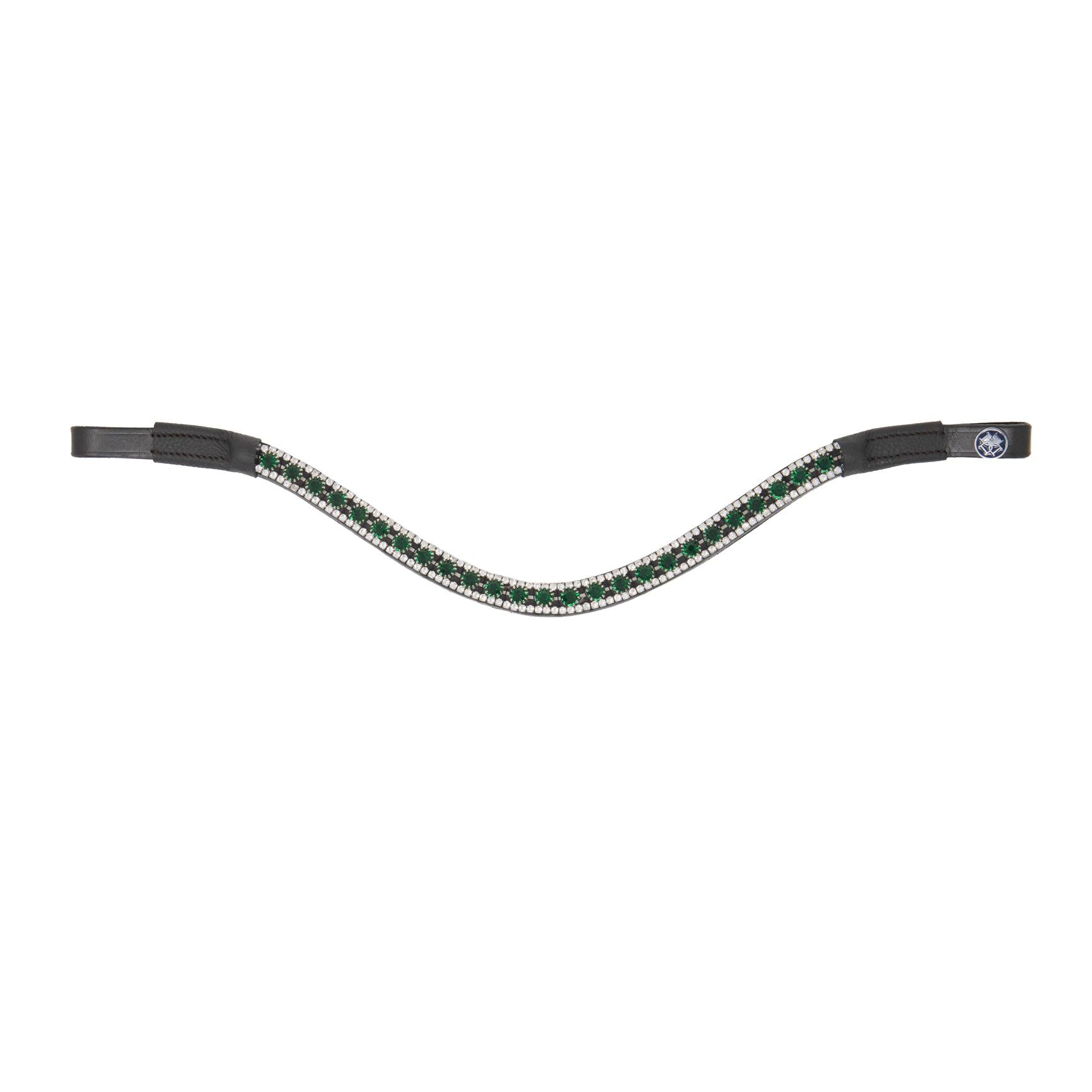 Dapple Equestrian horse browband with green and white Diamante details called Emerald Green Browband
