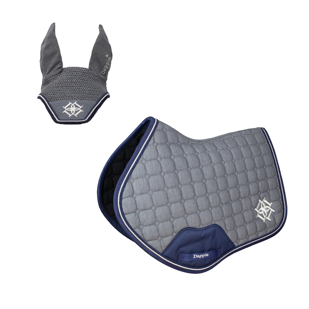 Grey Melange Saddle Pad and Fly Veil Set