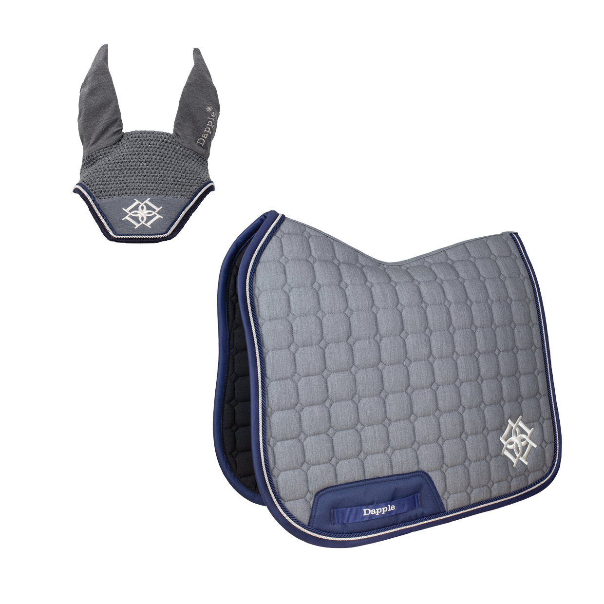 Grey Melange Saddle Pad and Fly Veil Set