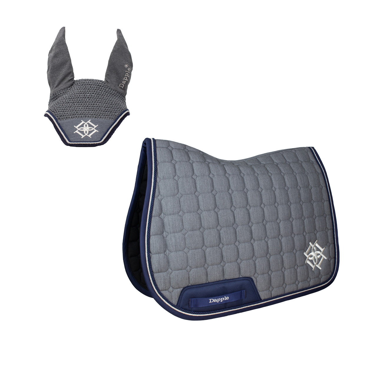 Grey Melange Saddle Pad and Fly Veil Set