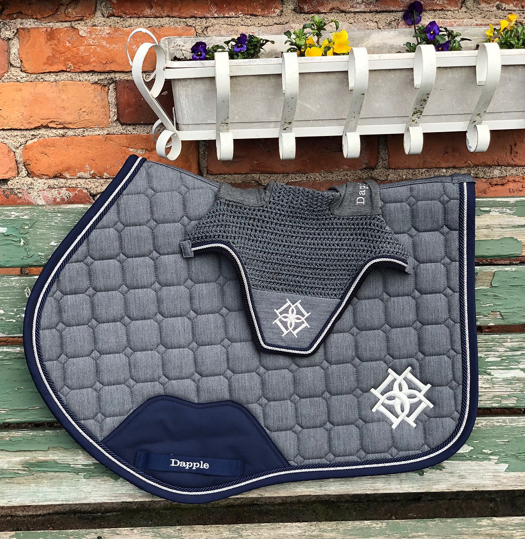 Grey Melange Close Contact Saddle Pad and Fly Veil