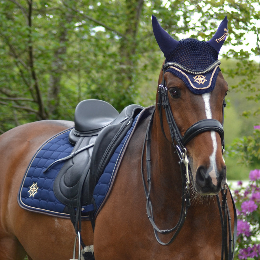 Navy and Beige Ear Bonnet