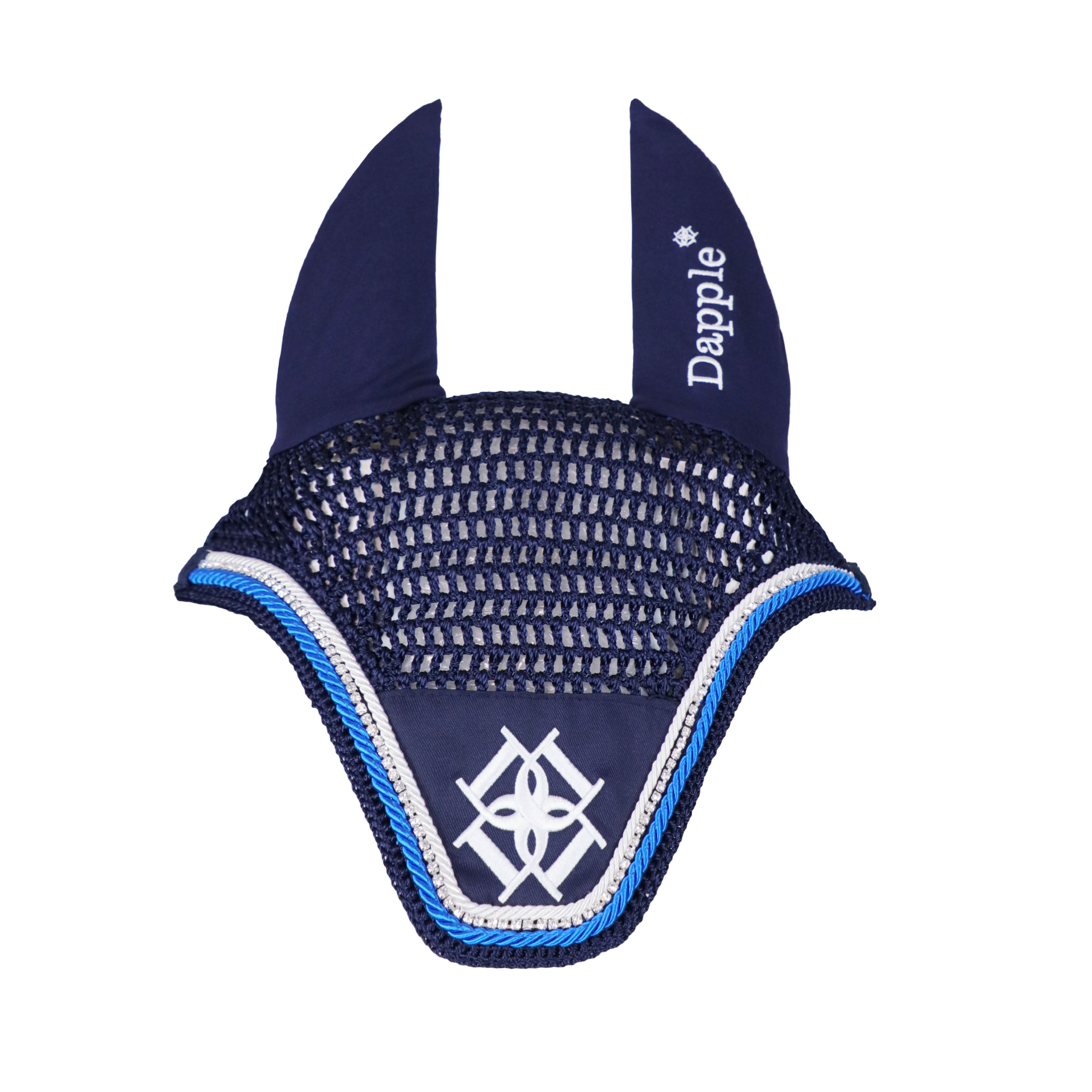 Navy Silver and Blue Ear Bonnet