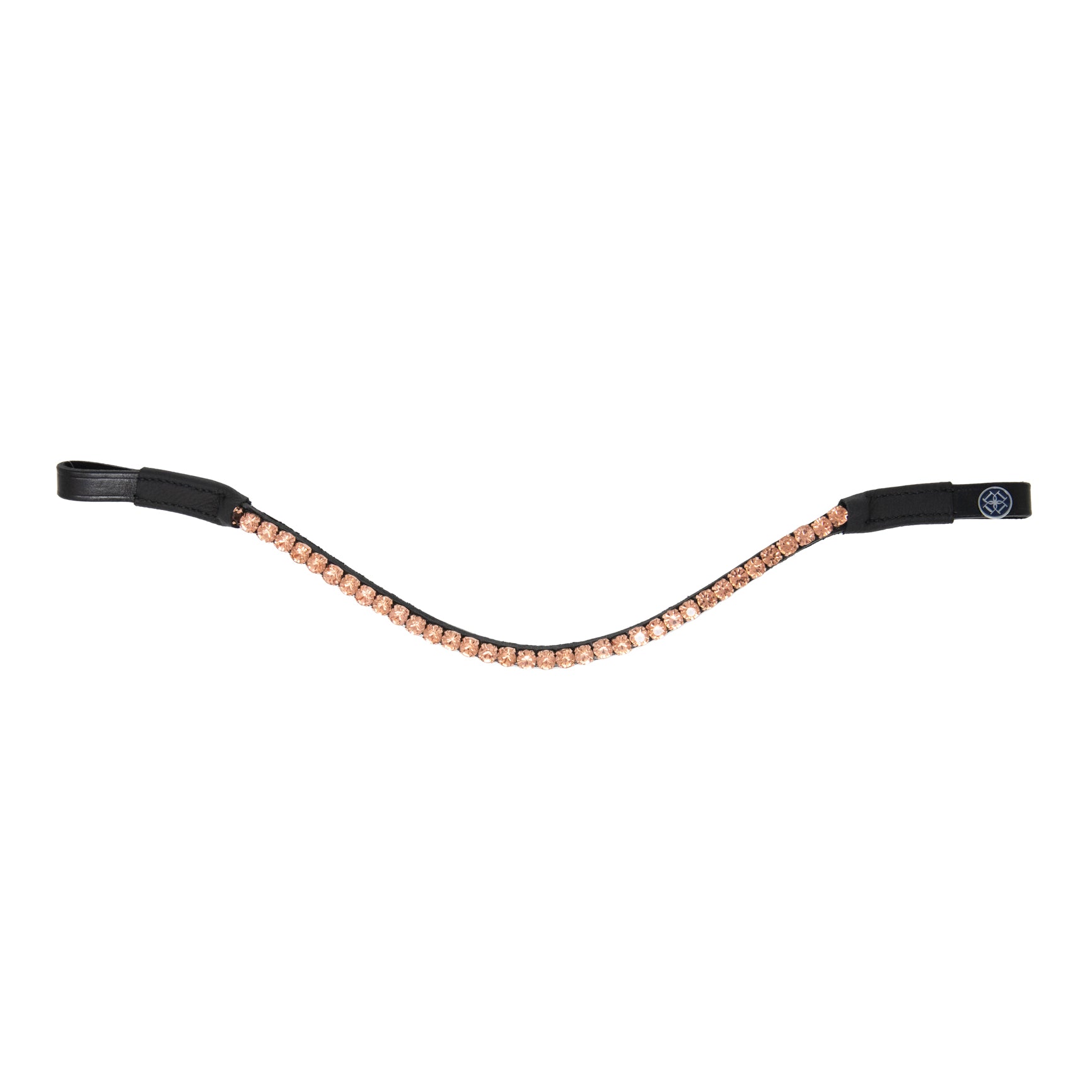 Dapple Equestrian horse browband with orange Diamante details called Rose Browband