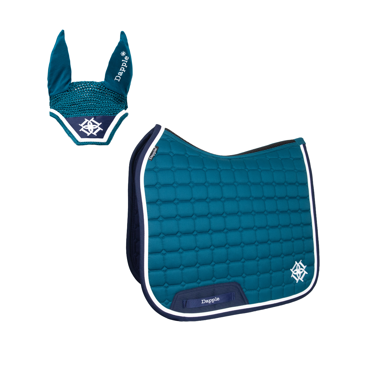 Teal Saddle Pad and Fly Veil Set