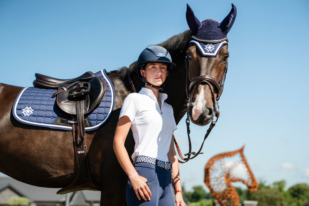 Navy Saddle Pad and Fly Veil Set