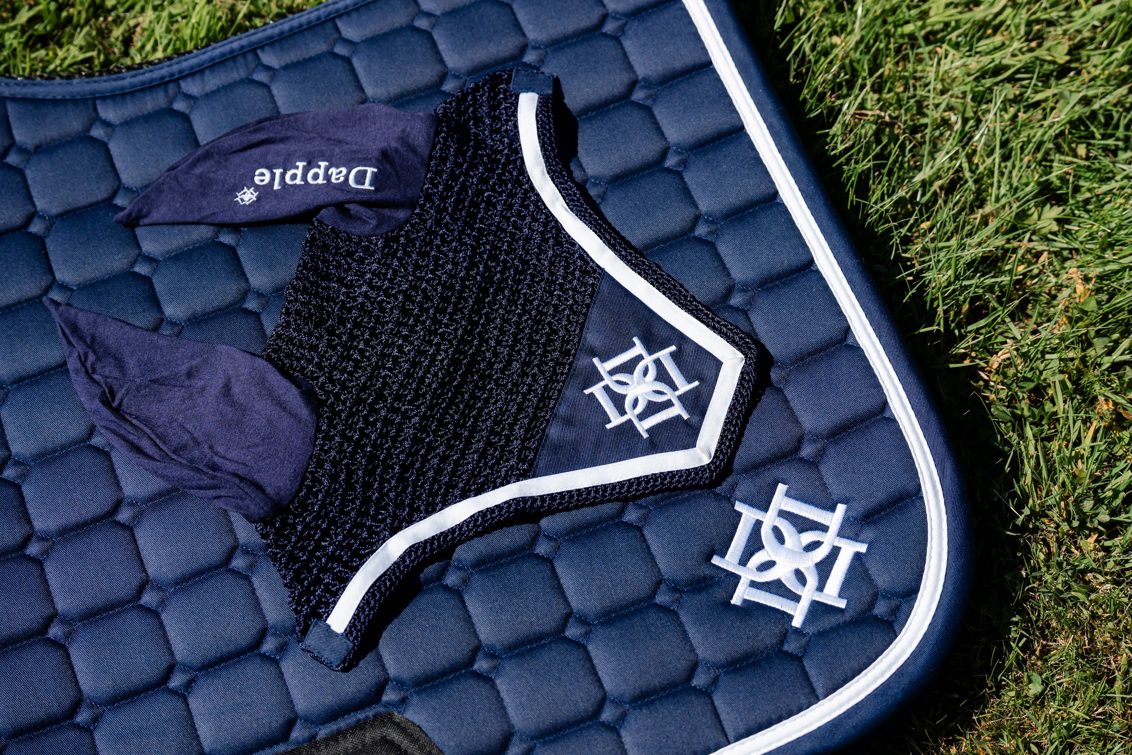Navy Saddle Pad and Fly Veil Set