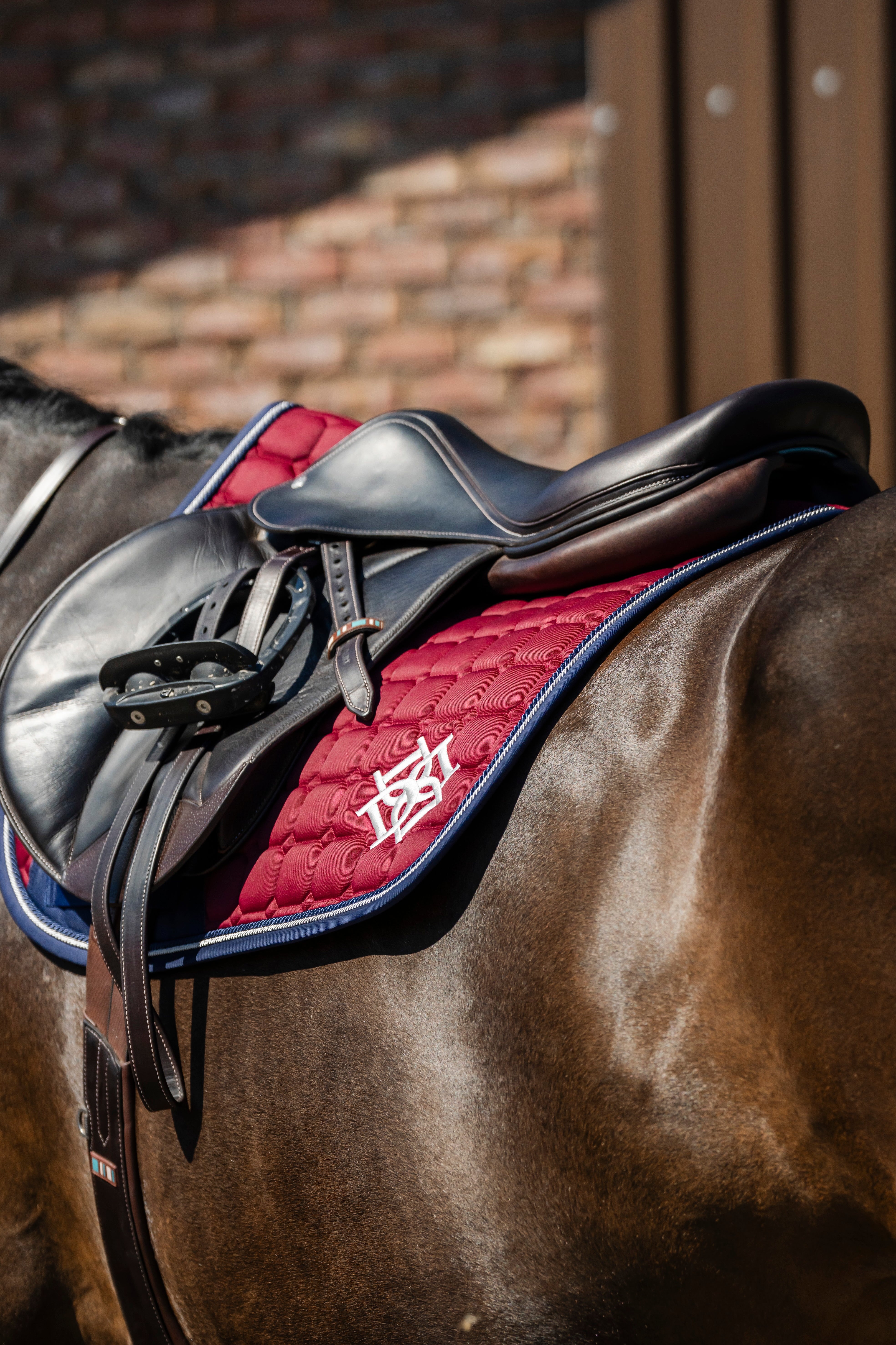 Burgundy & Navy Jump Saddle Pad