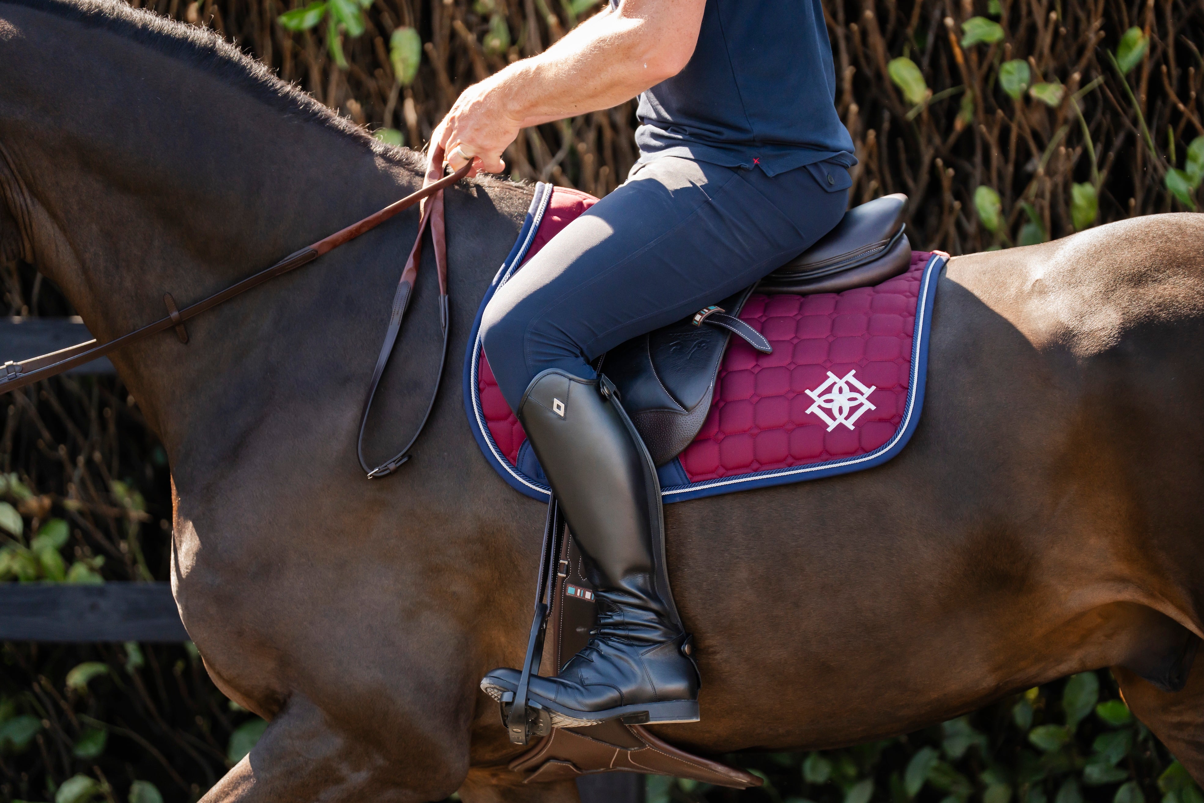 Burgundy Saddle Pad and Fly Veil Set