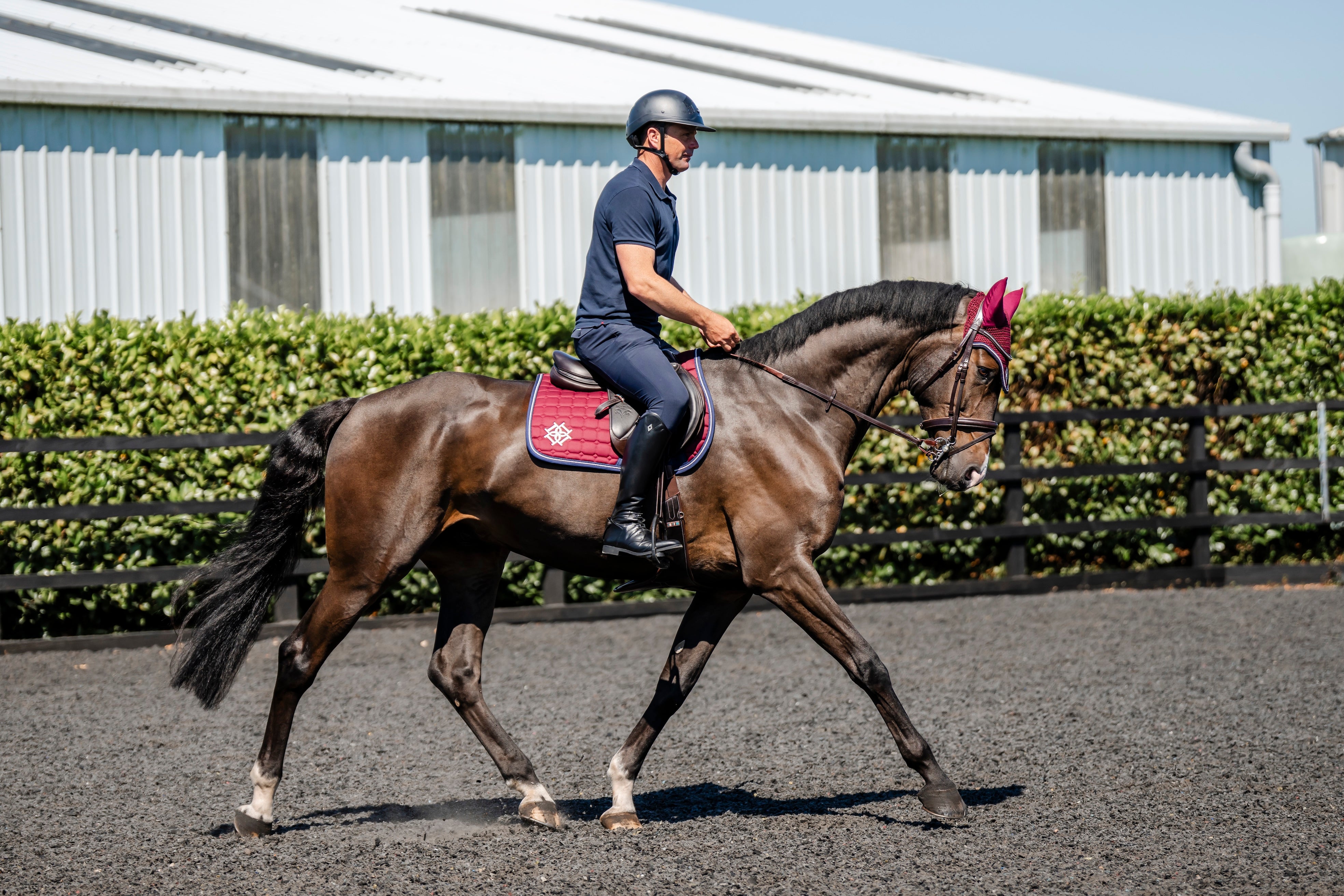 Burgundy Saddle Pad and Fly Veil Set