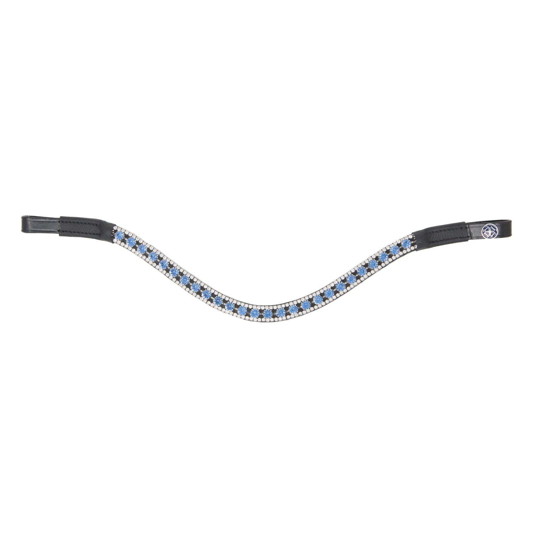 Dapple Equestrian horse browband with blue and white Diamante details called Oxford Blue Browband