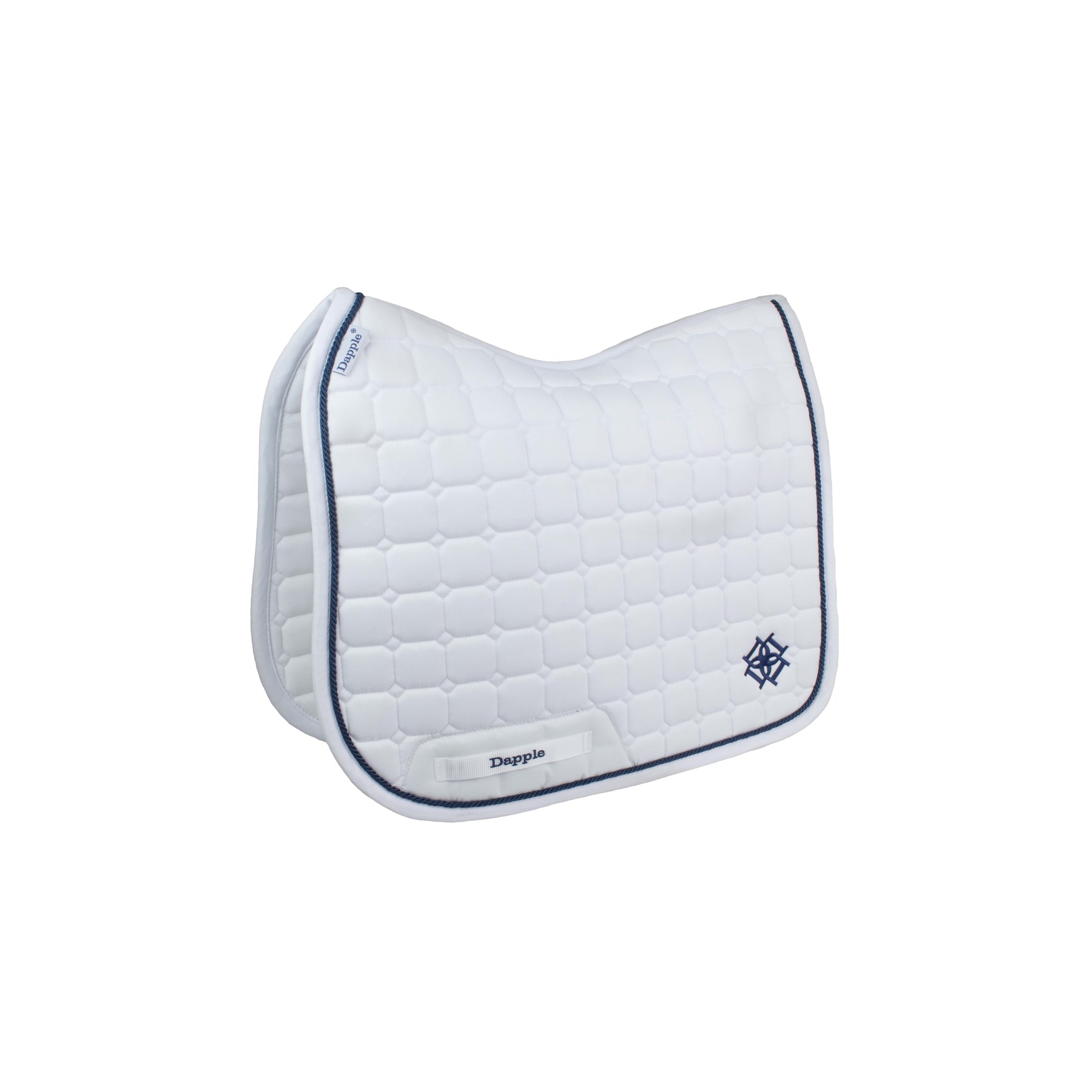 White and Navy Dressage Saddle Pad